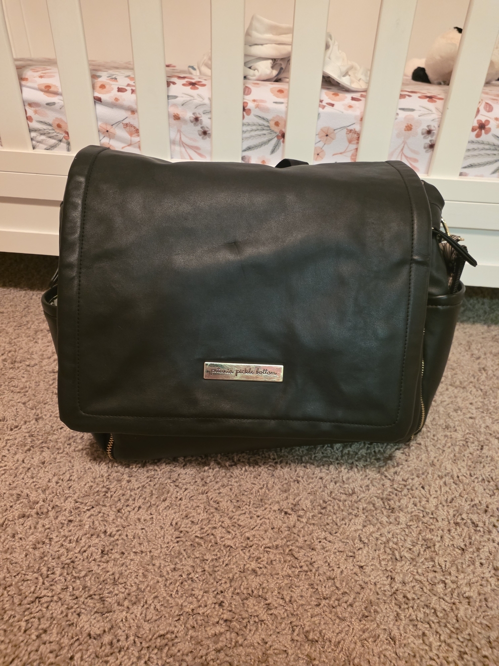 Petunia Pickle Bottom Black Convertible Messenger Diaper Bag